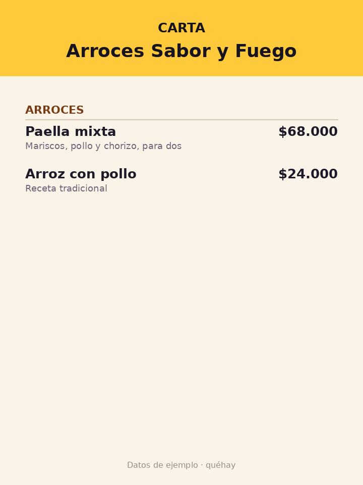 Carta de Arroces Sabor y Fuego, foto 1