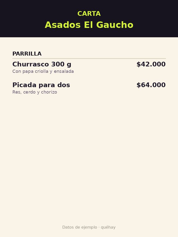 Carta de Asados El Gaucho, foto 1