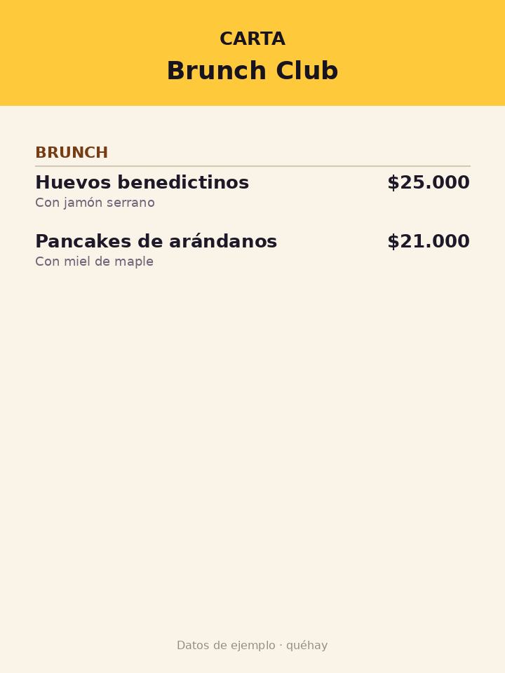 Carta de Brunch Club, foto 1