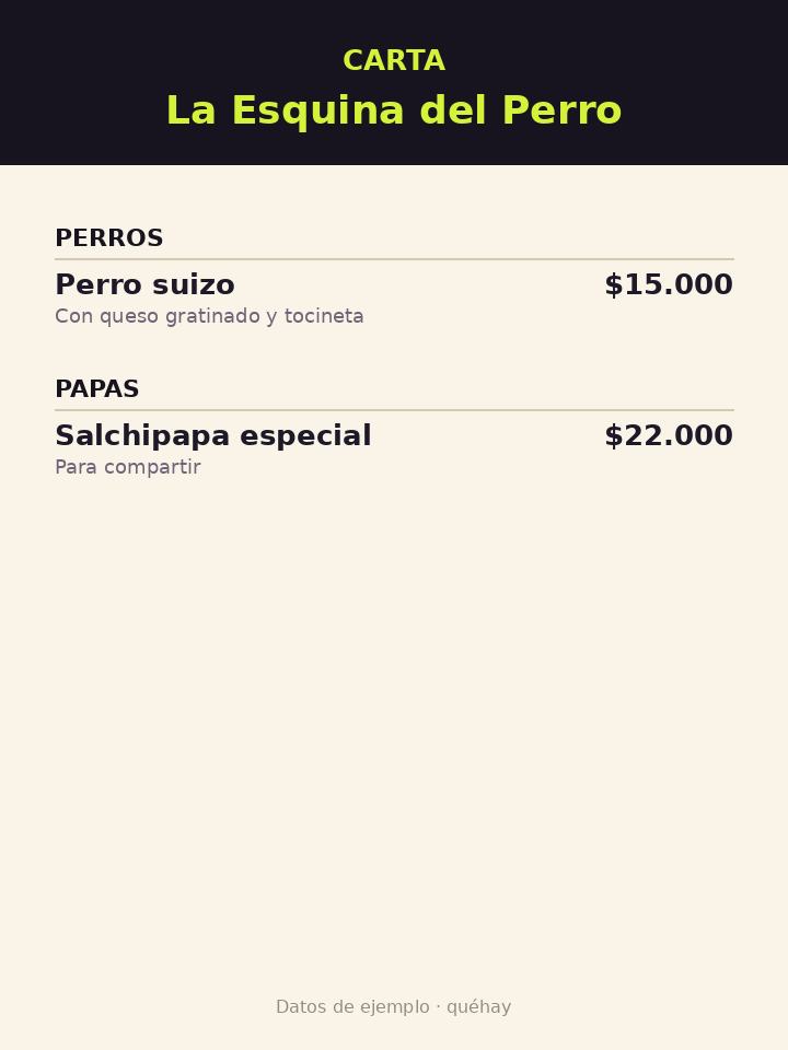 Carta de La Esquina del Perro, foto 1