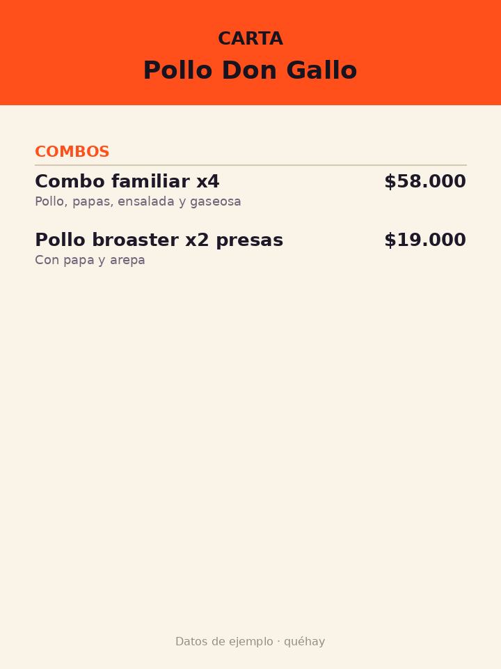 Carta de Pollo Don Gallo, foto 1